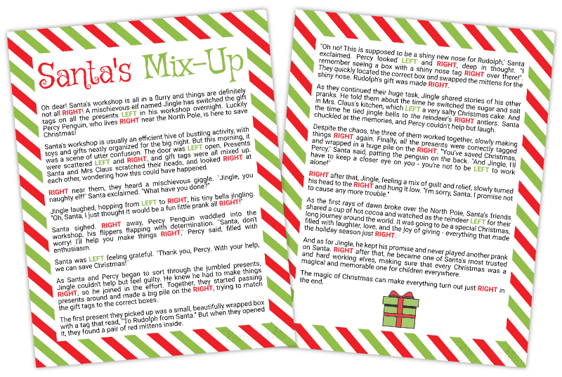 Left Right Christmas Game: Instructions, Stories, & Free Printables