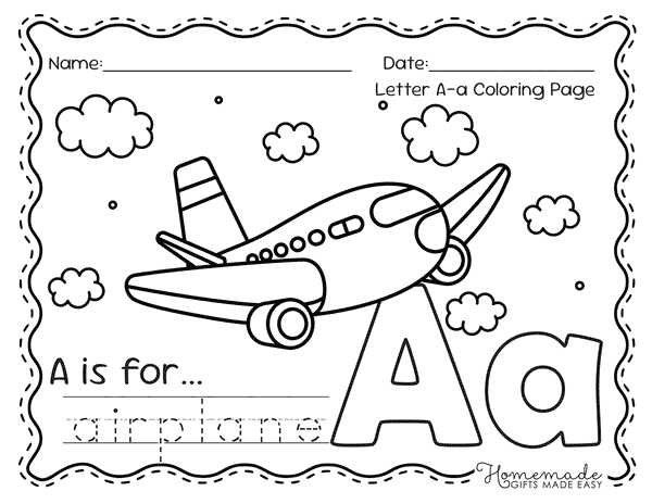 Letter a Worksheets Free Coloring Page