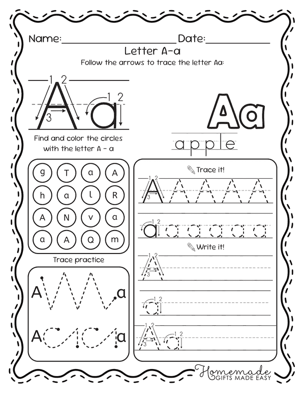 Letter a Worksheets Preschool Printable
