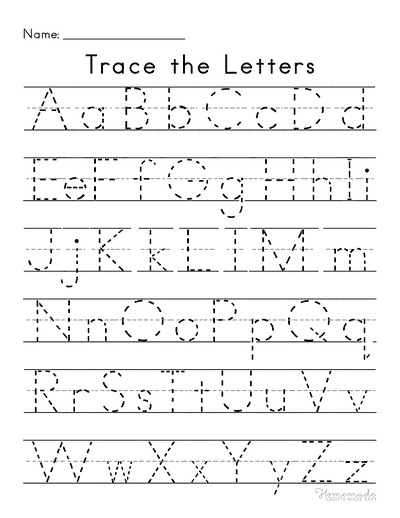 Letter Tracing Worksheets Full Alphabet Uppercase and Lowercase