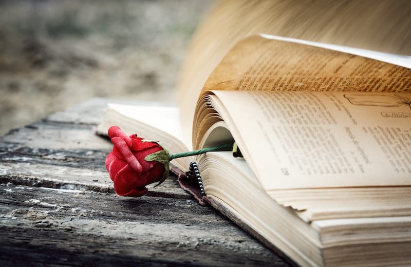 love poems rose in book