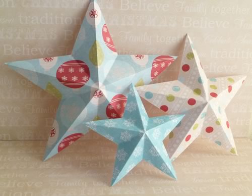making christmas decorations 3d stars trio front photo