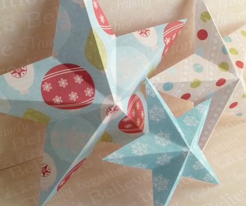 making christmas decorations 3d stars trio angle photo