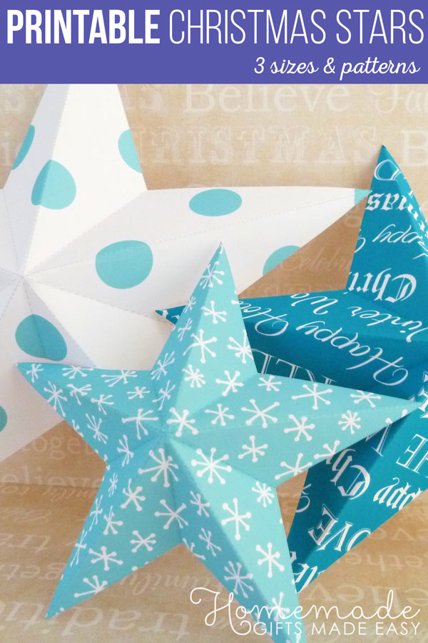 Making Christmas Decorations - 3D Paper Stars. Templates and instructions at Homemade-Gifts-Made-Easy.com