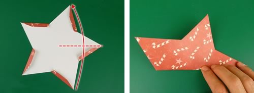 making double sided 3d star christmas decorations - fold arm in half