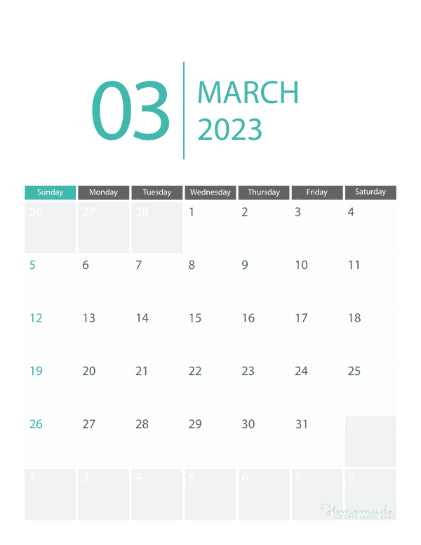 march Calendar 2023 Printable Corporate Portrait
