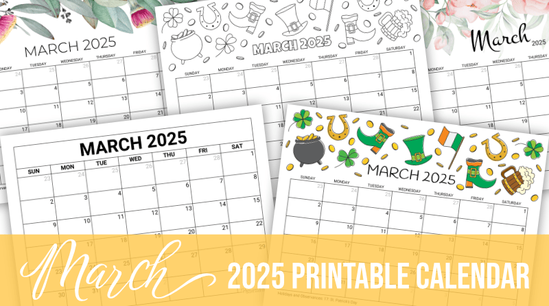March 2025 Calendar Printable With Holidays List
