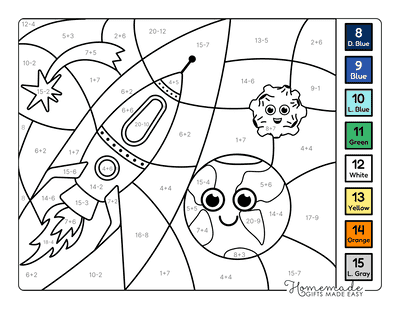Math Coloring Pages Cool Space Addition and Subtraction Coloring