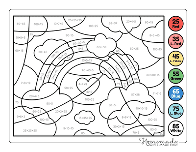 Math Coloring Pages Rainbow Math Color by Number