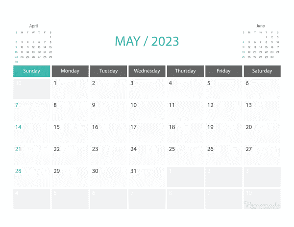 may Calendar 2023 Printable Corporate Landscape