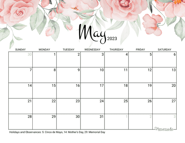 May 2023 Calendar | Free Printable with Holidays