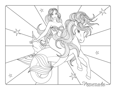 Mermaid Coloring Page Mermaid Riding Seahorse