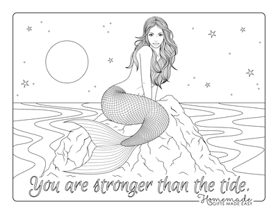 Mermaid Coloring Page Sitting on a Rock