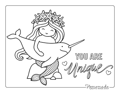 Mermaid Coloring Page With Narwhal
