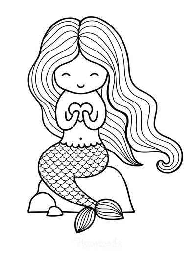 cute cartoon mermaids coloring pages