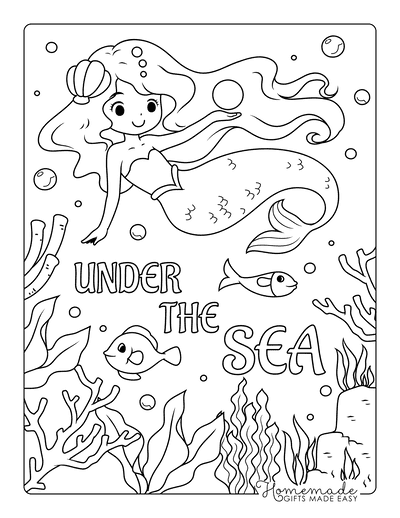 Mermaid Coloring Pages Cute Swimming