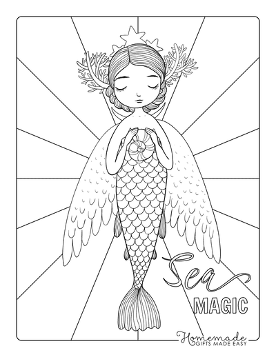 Mermaid Coloring Pages Fairy Wings