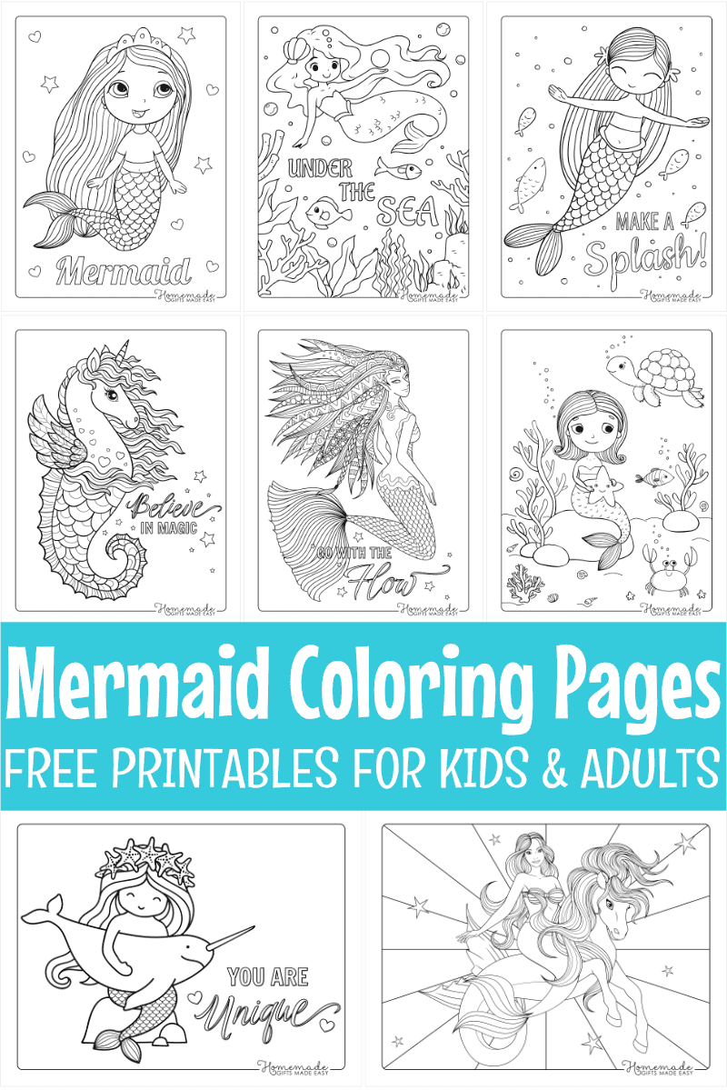 Premium Vector  Mermaid coloring pages for kids ages for 8-12