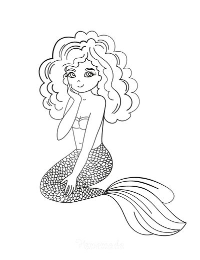 Mermaid Coloring Pages Sitting