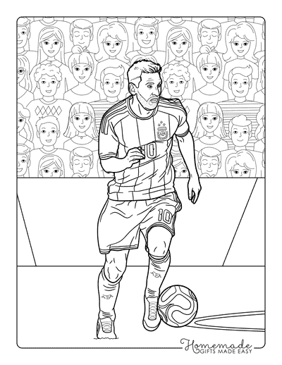 Messi Coloring Pages Messi Dribbling Football World Cup 2026