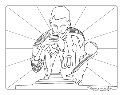 Messi Coloring Pages Realistic Lionel Messi With Trophies