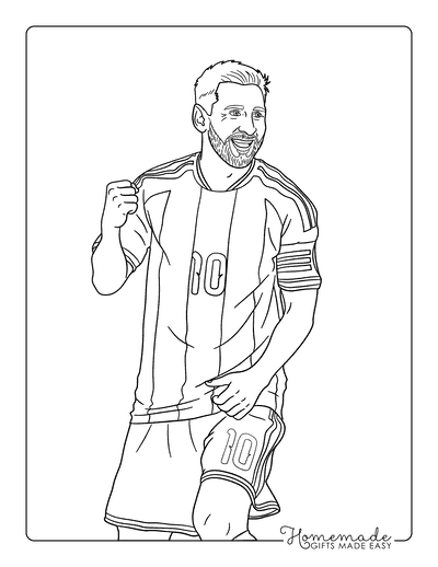 Messi Coloring Pages Simple Cartoon Messi Celebratory Fist Pump