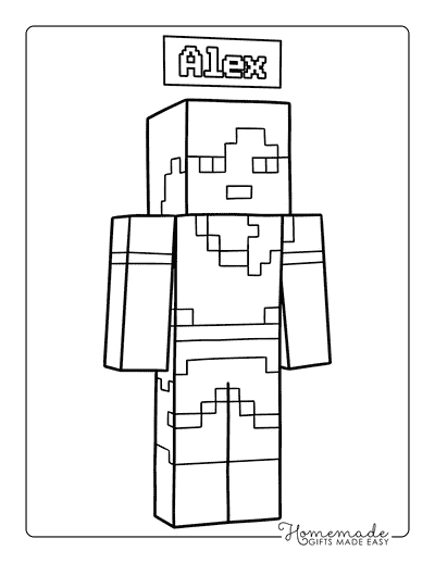 Minecraft Coloring Pages Easy Minecraft Alex to Color