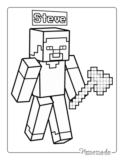 Minecraft Coloring Pages Easy Minecraft Steve Coloring Pages