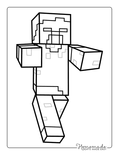 Minecraft Coloring Pages Easy Minecraft Zombie Coloring Page
