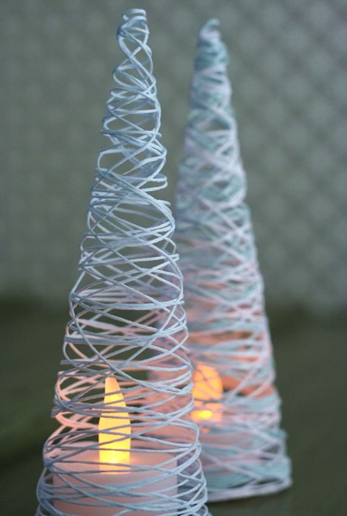 miniature christmas tree ornaments from string