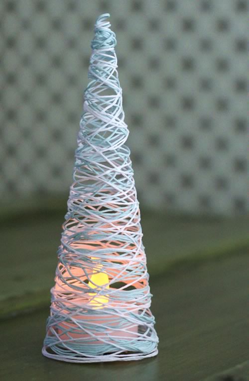 Make Miniature Christmas Tree Ornaments from String Make Miniature Christmas Tree Ornaments from String