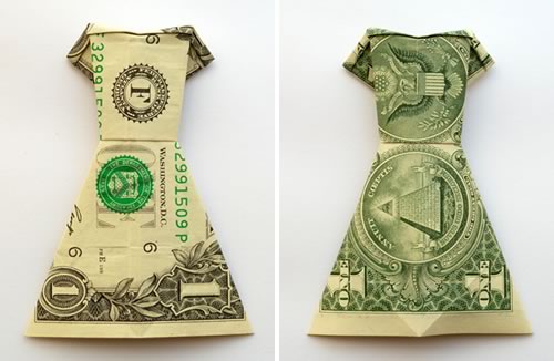 money origami dress dollar bill both sides