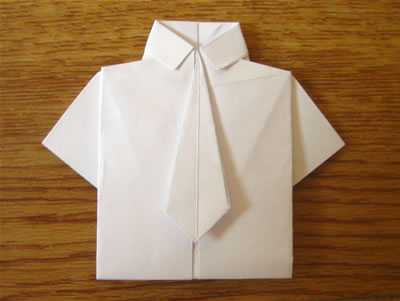 money origami shirt and tie finished