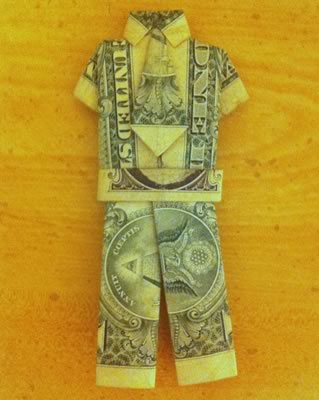 money origami suit