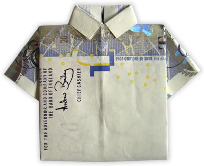 money origami shirt finished