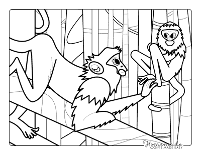 Monkey Coloring Pages Simple Cute Baby Monkey and Monkey in Jungle