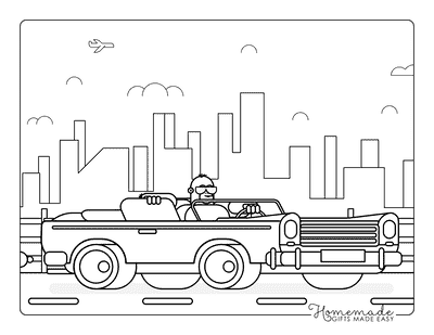 Monkey Coloring Pages Simple Cute Cool Monkey Driving Car
