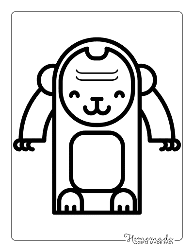 Monkey Coloring Pages Simple Cute Round Monkey Ape Outline