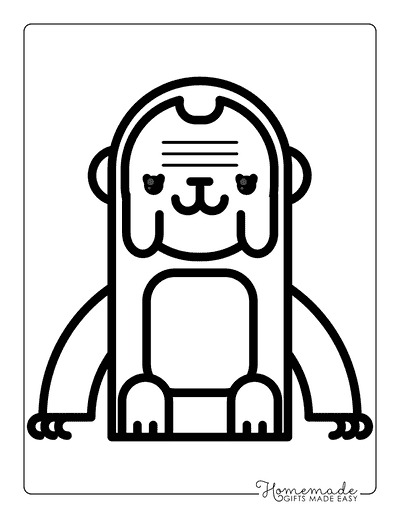 Monkey Coloring Pages Simple Cute Round Monkey Orangutan Outline