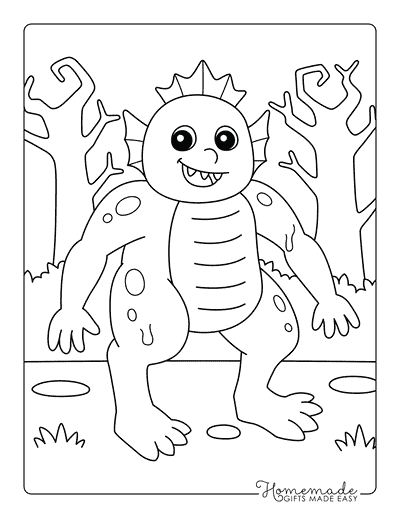 Monster Coloring Pages Friendly Swamp Monster for Kids