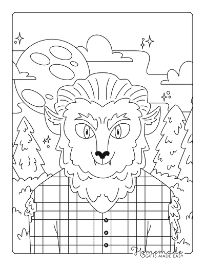 Monster Coloring Pages Hand Drawn Friendly Werewolf Coloring Page