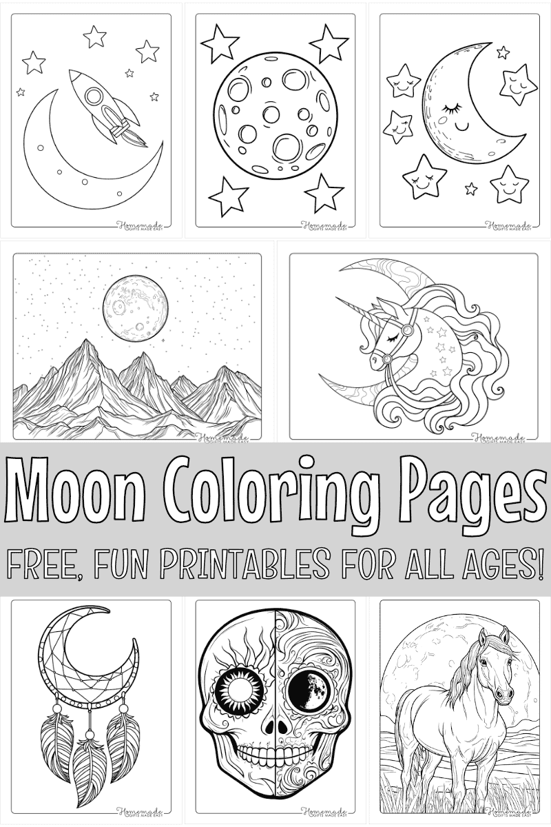 Free Printable Moon Coloring Pages - Moon Coloring Pages Montage 800x1200 