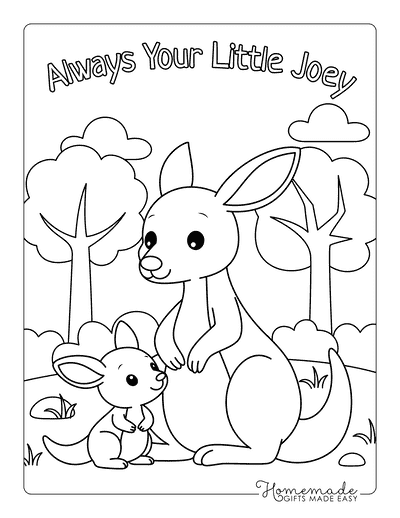 Mothers Day Coloring Pages Adorable Mother Kangaroo and Joey Mothers Day