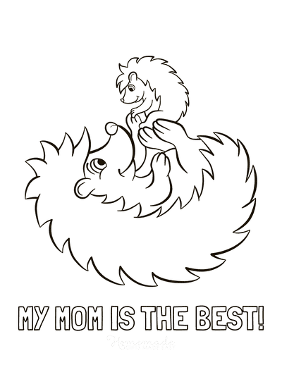 Mothers Day Coloring Pages Best Mom Baby Hedgehogs Cute