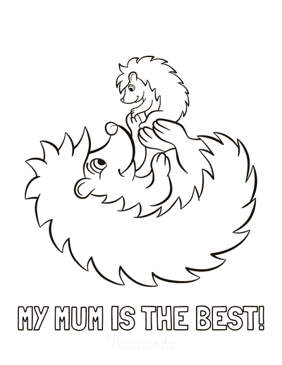 Mothers Day Coloring Pages Best Mum Baby Hedgehogs Cute