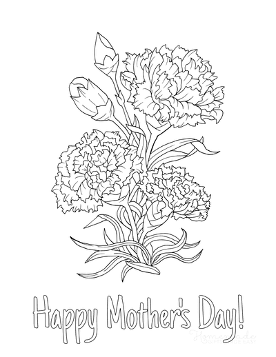 Mothers Day Coloring Pages Carnations
