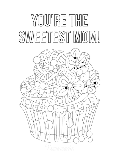 Mothers Day Coloring Pages Cupcake Sweetest Mom