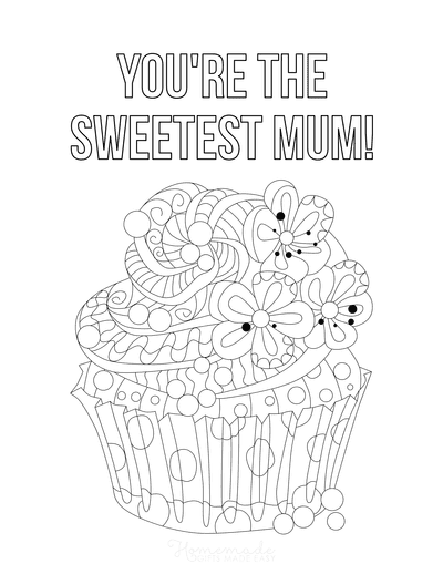 Mothers Day Coloring Pages Cupcake Sweetest Mum