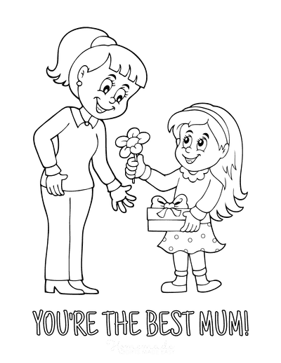 Mothers Day Coloring Pages Daughter Flower to Best Mum