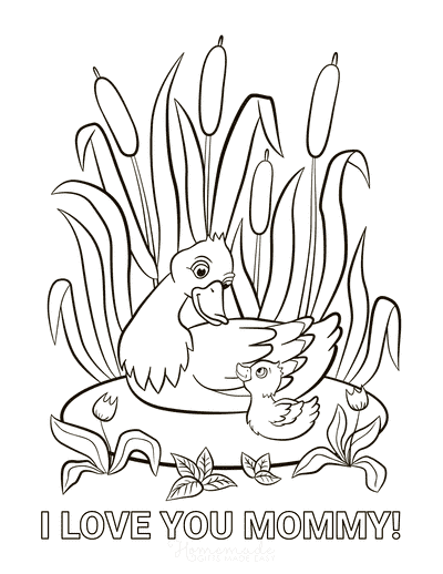 Mothers Day Coloring Pages Duck Duckling Love You Mommy
